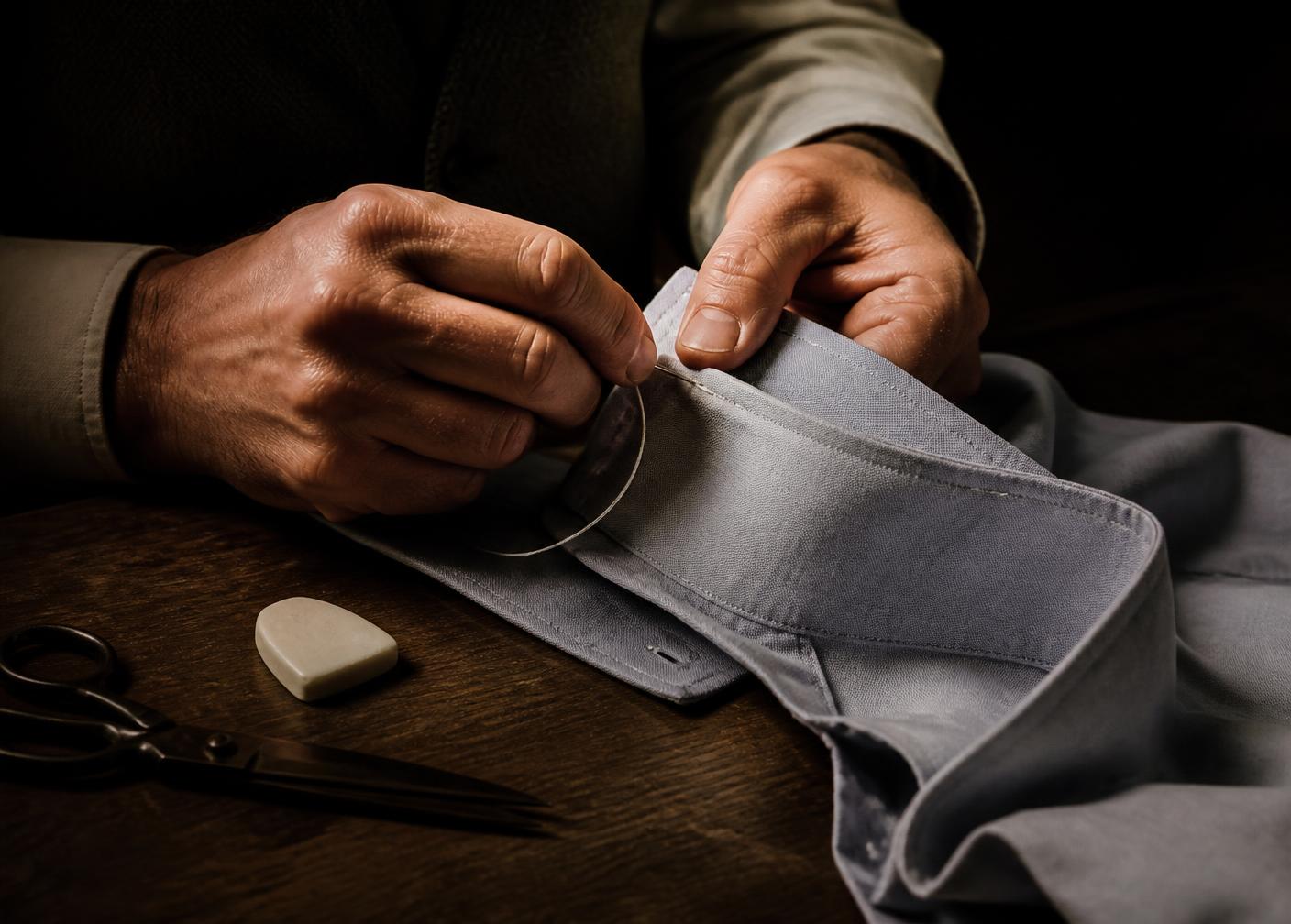 Hand-stitched collar